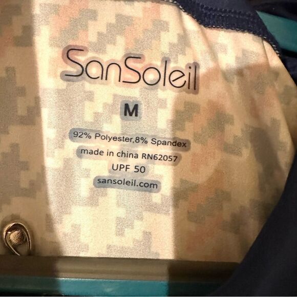 Navy Houndstooth Zip Neck Athletic Top | Long Sleeve Performance Pullover - Picture 11 of 11